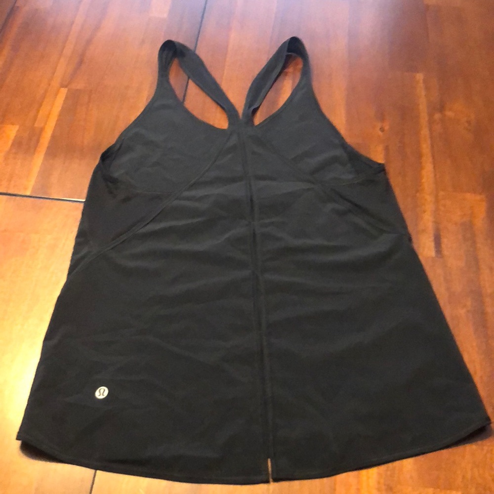 Black Tank with mesh straps and peek-a-boo hem